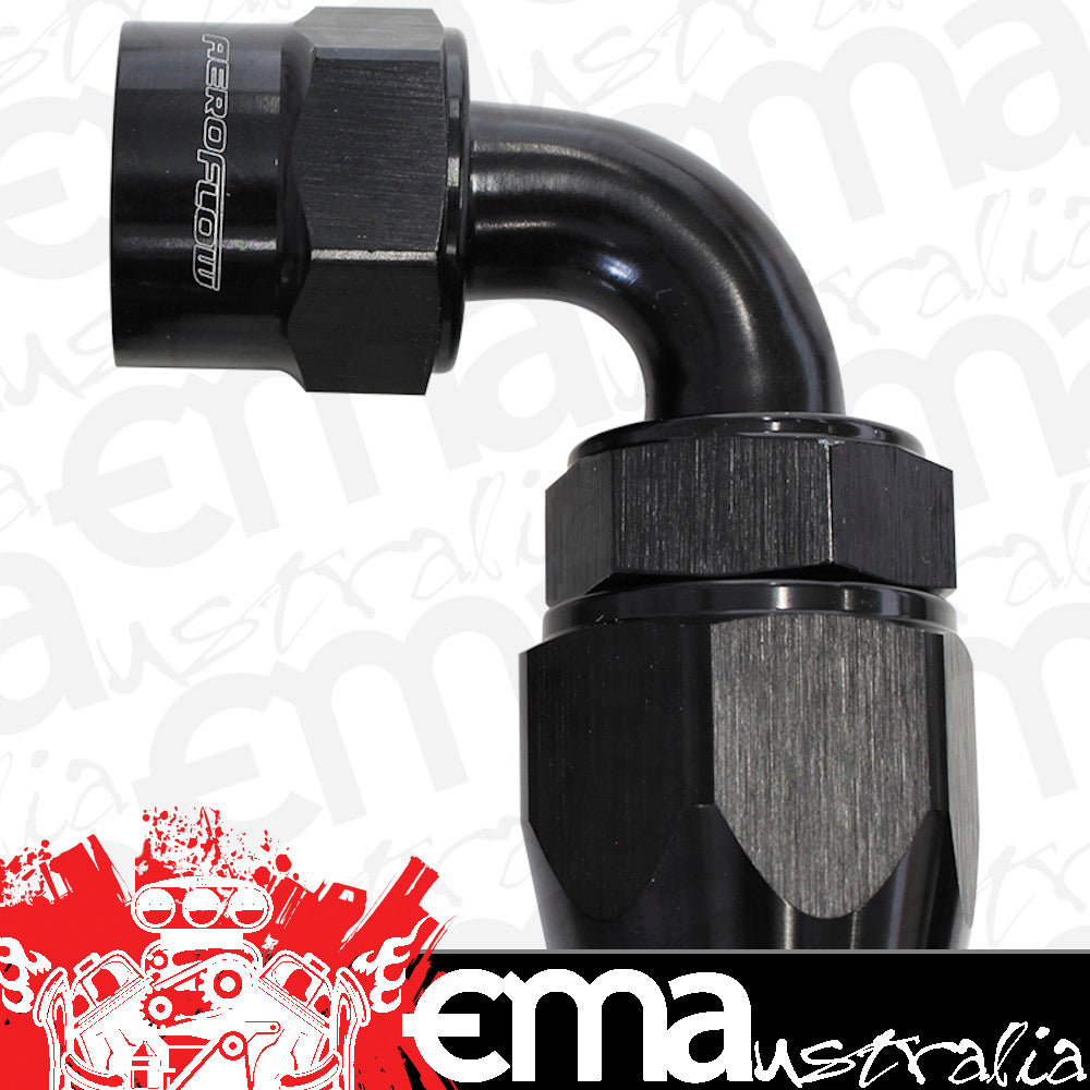 Kryptalon Series One Piece Full Flow Swivel 90ø Hose End -20AN (Black Finish, Suits Kryptalon Series Kevlar Hose) (AF7023-20)