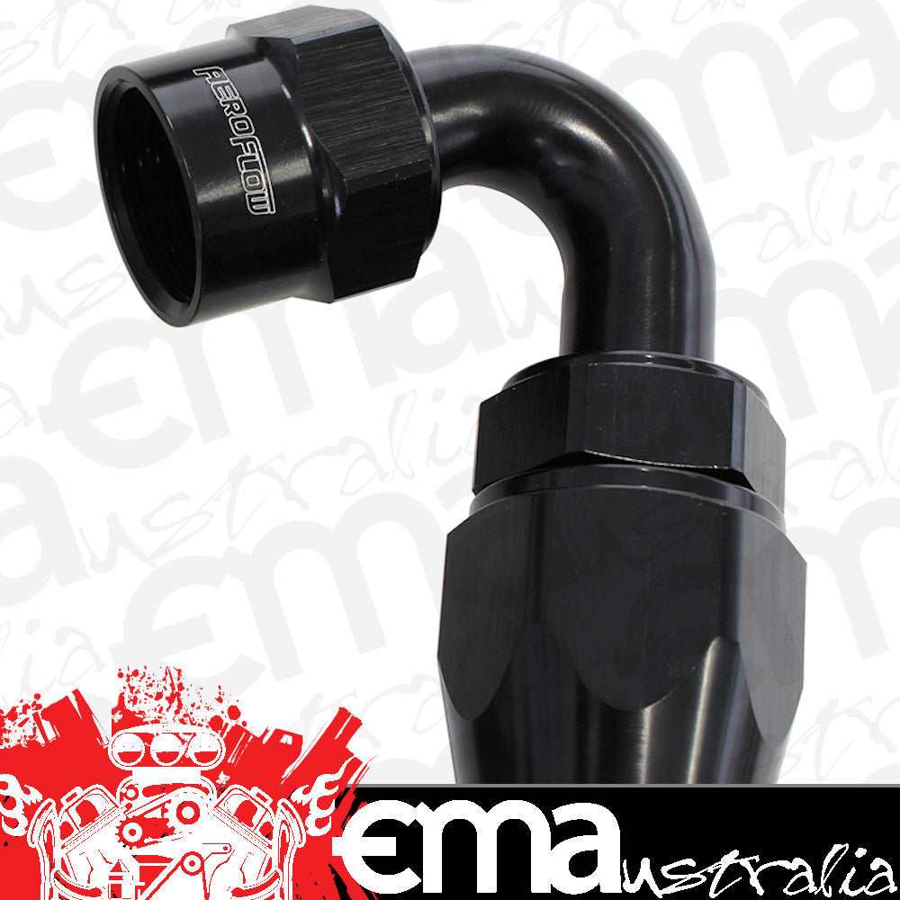 Kryptalon Series One Piece Full Flow Swivel 120ø Hose End -20AN (Black Finish, Suits Kryptalon Series Kevlar Hose) (AF7024-20)
