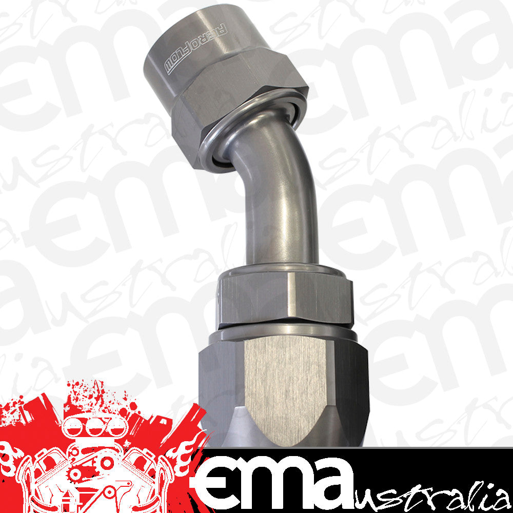 Kryptalon Series One Piece Full Flow Swivel 45ø Hose End -20AN (Titanium Finish, Suits Kryptalon Series Kevlar Hose) (AF7822-20)