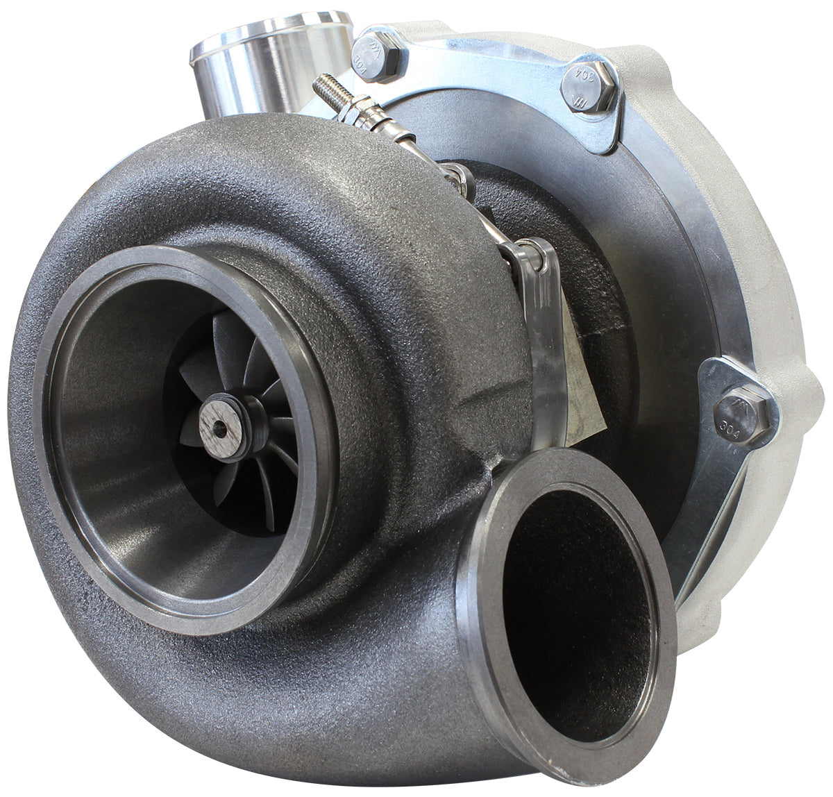 Aeroflow Performance AF8005-3149 BOOSTED B5855 1.01 Reverse Rotation Turbocharger 770HP, Natural Cast Finish External Wastegate, V-Band Inlet & Exhaus