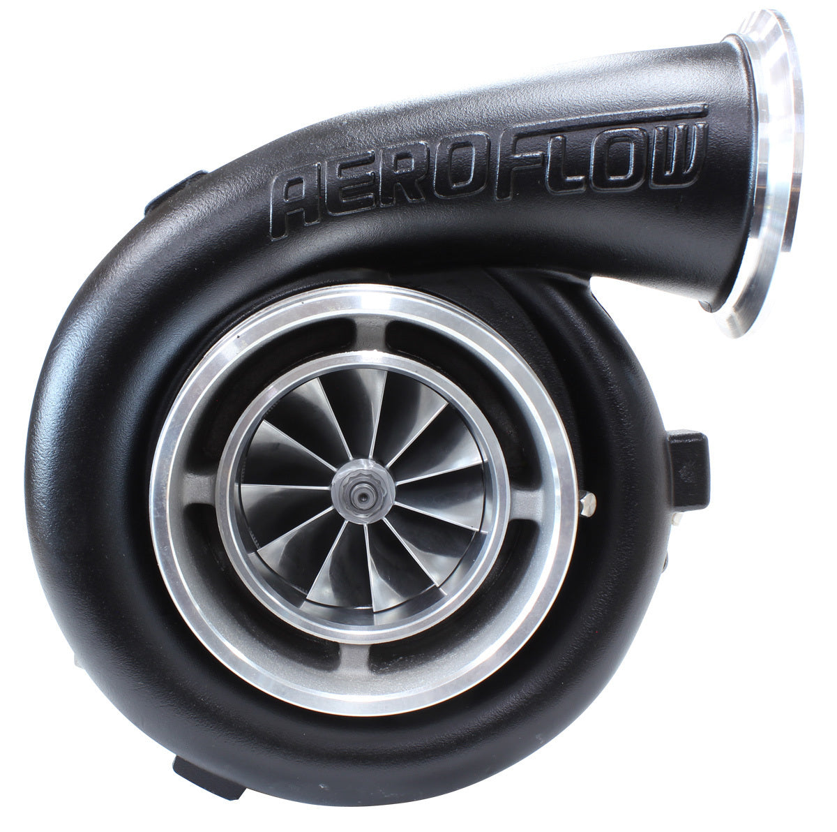 BOOSTED 8077 1.15 Turbocharger 700-1250HP Rating - Hi Temp Black Finish (External Wastegate, T4 Twin Entry Inlet Flange, V-Band Exhaust Flange)