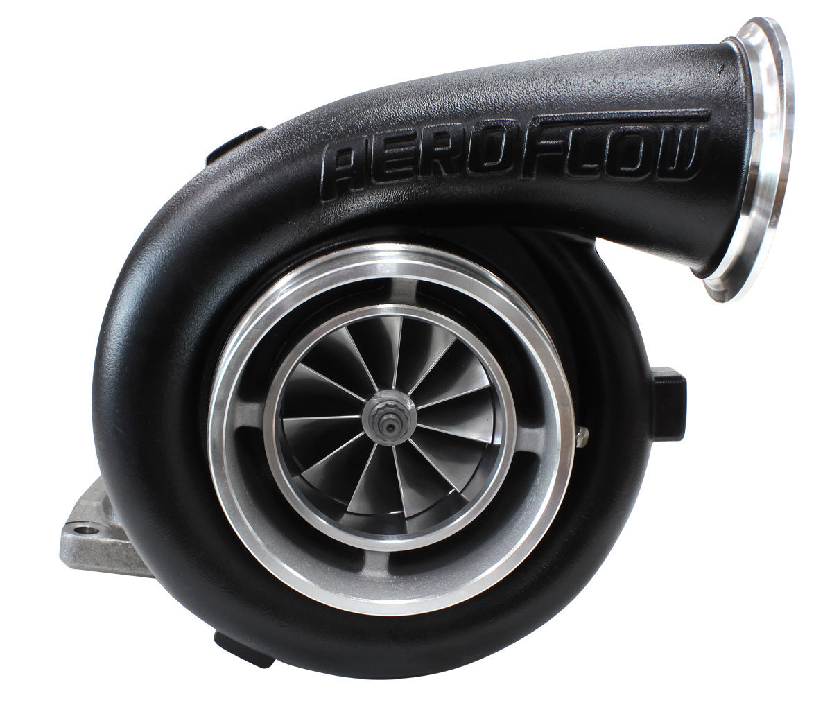 BOOSTED 8077 1.26 Turbocharger 700-1250HP Rating - Hi Temp Black Finish (External Wastegate, T6 Twin Entry Inlet Flange, V-Band Exhaust Flange)