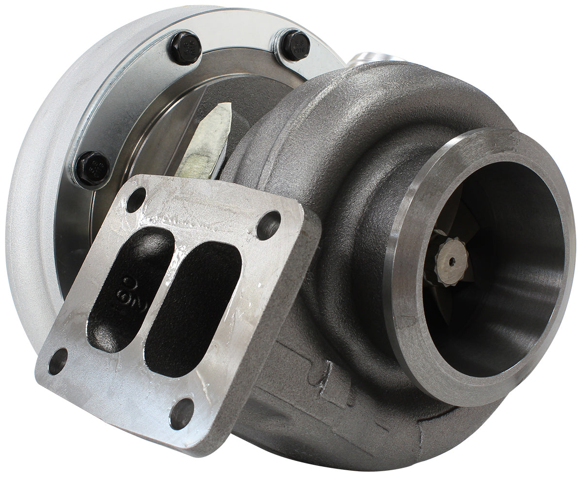 BOOSTED 6973 .91 Turbocharger 500-950HP Rating - Natural Cast Finish (External Wastegate, T4 Twin Entry Inlet Flange, V-Band Exhaust Flange)