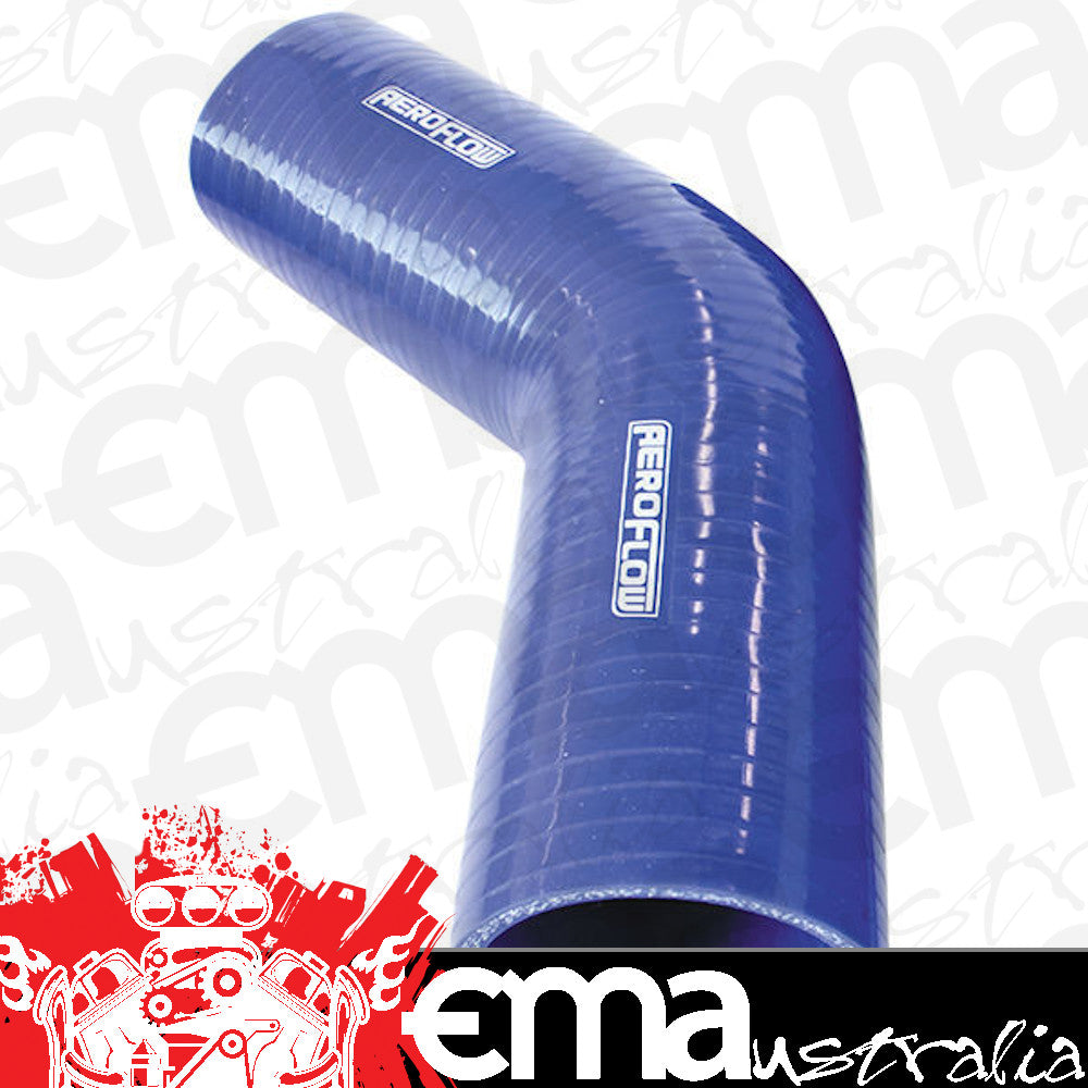 Aeroflow AF9002-300 Silicone Hose 45 Deg; Blue I.D3.00" 76mm Wall 5.3mm 145mm Leg 9002-300