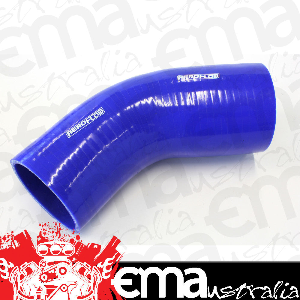Aeroflow AF9002-400-350 Silicone Hose Reducer 45 Deg; Blue I.D 4.00-3.50" 102-89mm 5.3mm 140mm Leg 9002-400-350