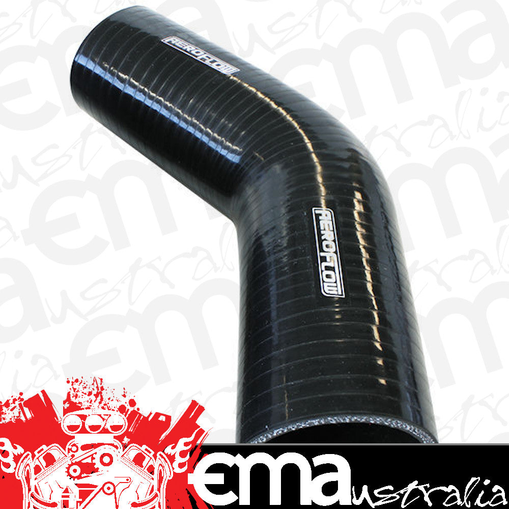Aeroflow AF9202-300 Silicone Hose 45 Deg; Black I.D 3.00" 76mm Wall 5.3mm 145mm Leg AF9202-300