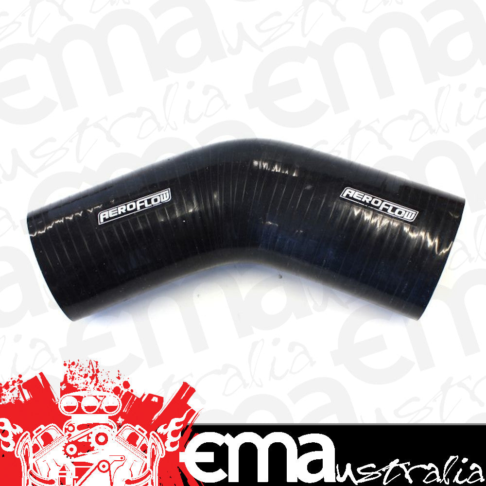 Aeroflow AF9202-400-350 Silicone Hose Reducer 45 Deg; Black I.D 4.00-3.50" 102-89mm 5.3mm 140mm Leg 9202-400-350