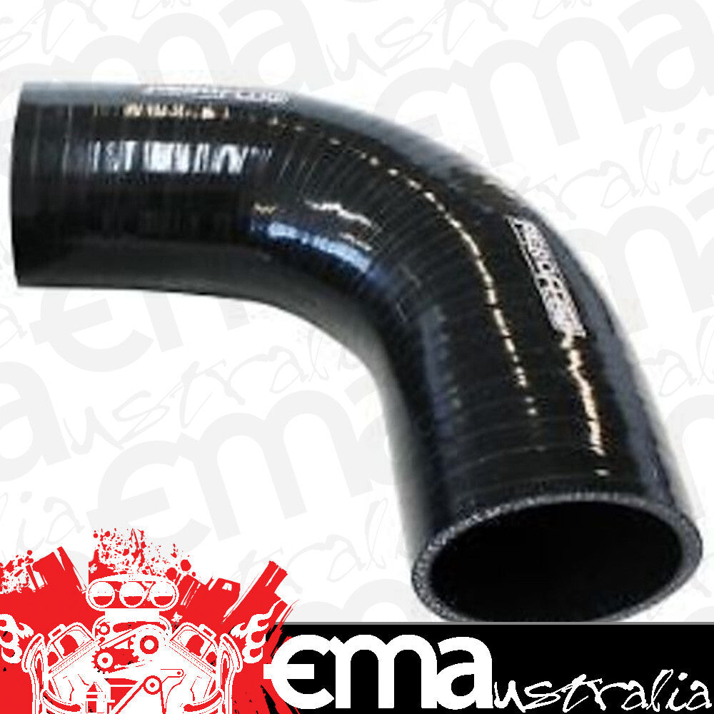 Aeroflow AF9203-050 Silicone Hose 90 Deg; Black I.D .50" 13mm Wall 4.5mm 150mm Leg AF9203-050