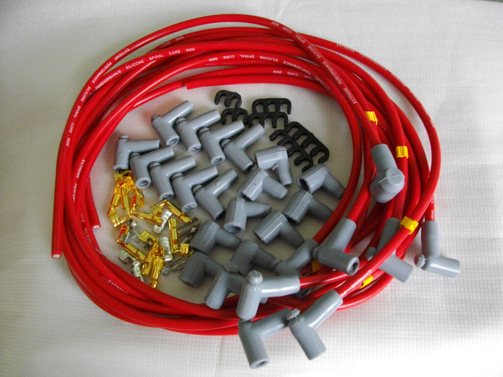 Universal 9mm Red Spark Plug Leads 90 Degree (set)
