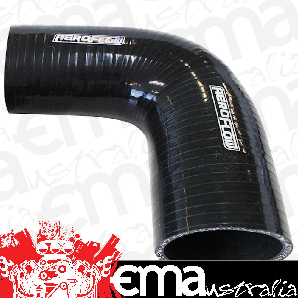 Aeroflow AF9203-300-250 Silicone Hose Reducer 90 Deg; Black I.D 3.00-2.50" 76-63mm 5.3mm 125mm L AF9203-300-250