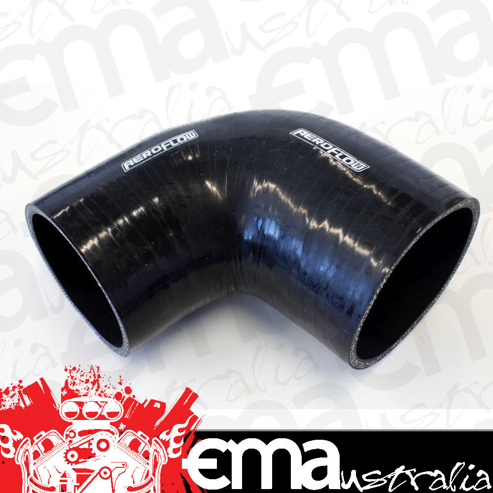 Aeroflow Performance Products AF9203-400-350 Silicone Hose Reducer 90 Deg; Black I.D 4.00-3.50" 102-89mm 5.3mm 125mm L AF9203-400-350