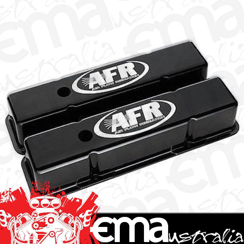 Chev Small Block Gen I 262-400 Air Flow Research Aluminium Valve Covers SB Tall Logo Black AFR - Air Flow Research AFR6705