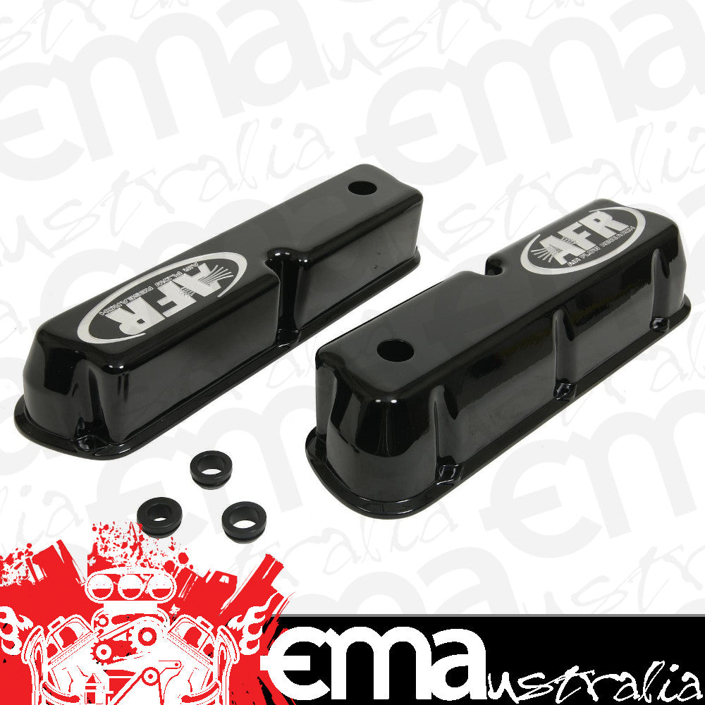 Air Flow Research AFR6715 Ford SB 289-351W Tall Black Powder Coated Valve Covers w/ Logo