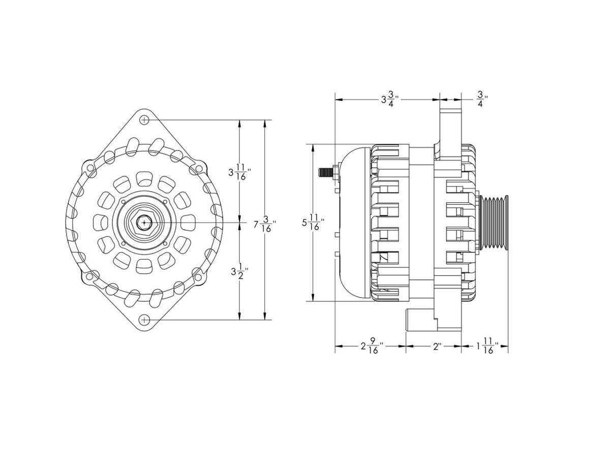 MEH-B7864370B | Mechman B7864370B Elite Series Billet 2V 370 AMP Alternator