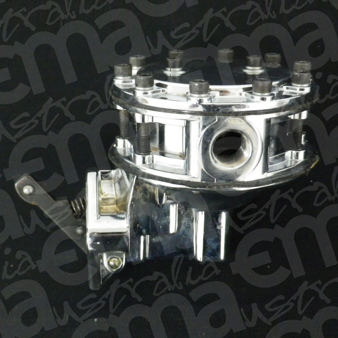 EMA-8409 | Chev SB 6 Valve Race Fuel Pump 130GPH 1/2" In/Out 12-16 PSI Chrome