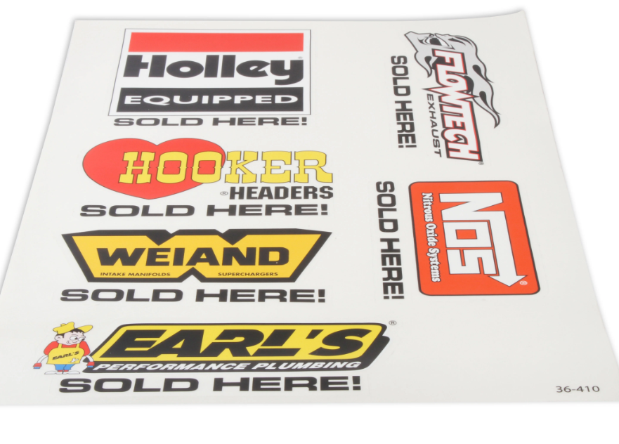 Holley HO36-410 13" x 18" Brand Sold Here Decal Sheet