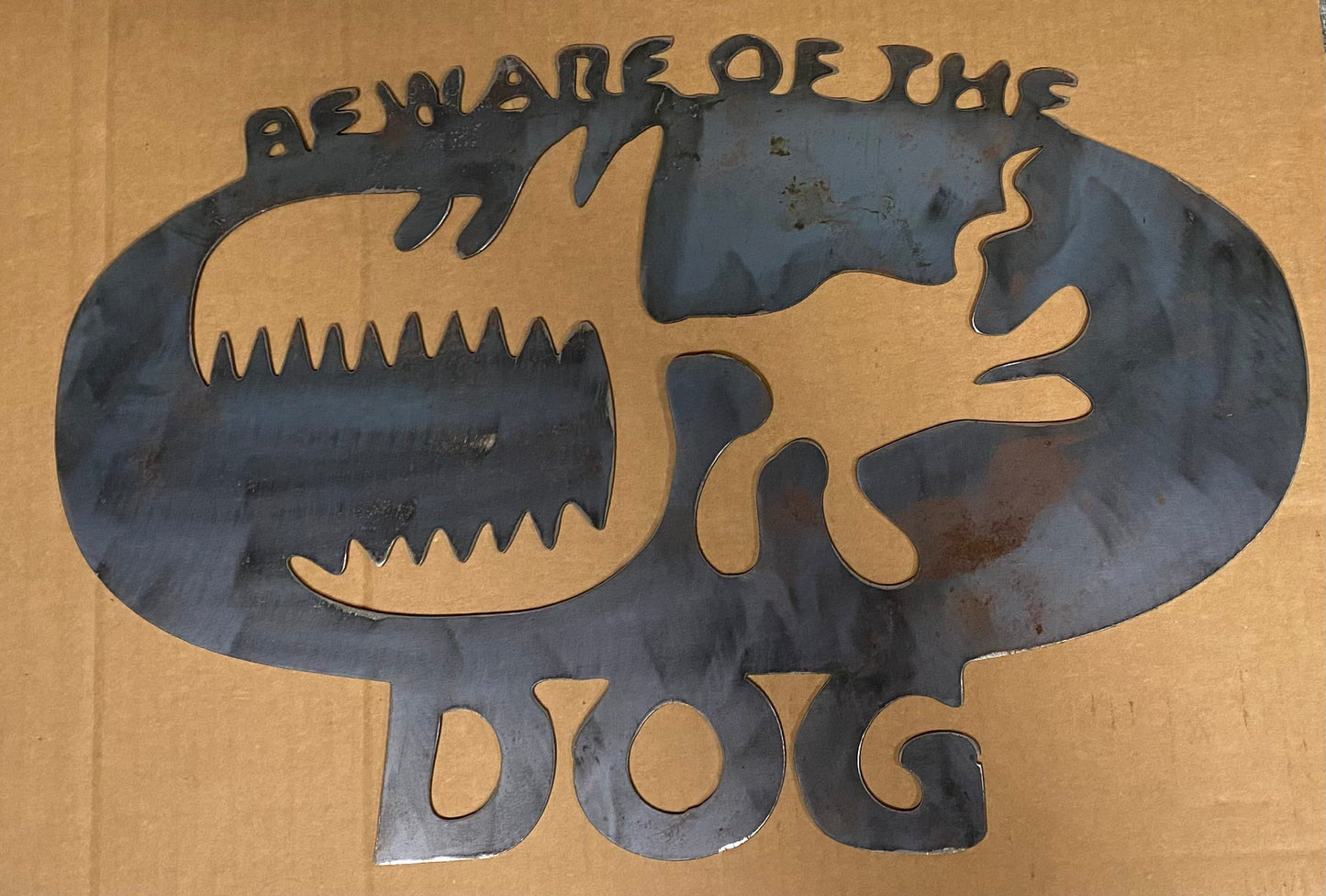 EMA-PC-005 Beware of the Dog Plasma Cut Sign 57cm x 37cm