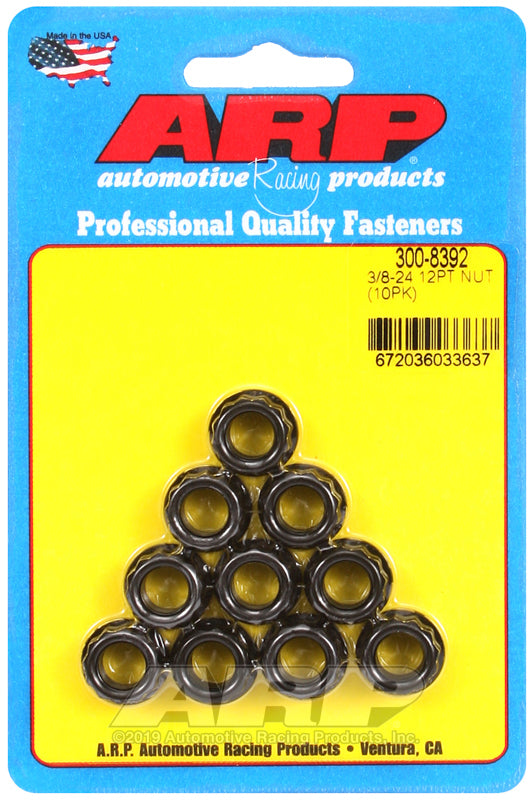 ARP Fasteners ARP300-8392 300-8392 3/8-24 1/2 Socket.645 Flange OD 12PT Nut Kit