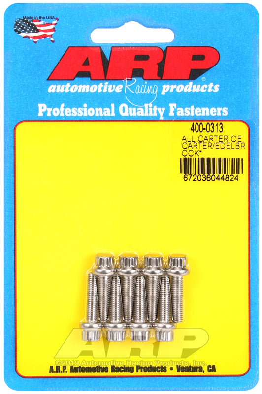 ARP 400-0313 All Carter Oe/Carter/Edelbrock (Performer & Thunder Series) Carburetor Bolt Kit