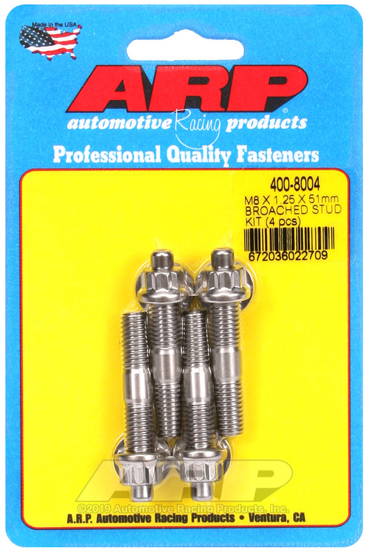 ARP 400-8004 M8 X 1.25 X 51mm Broached Stud Kit - 4Pcs