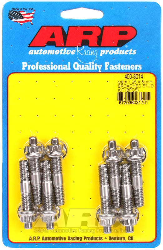 ARP 400-8014 M8 X 1.25 X 51mm Broached Stud Kit - 8Pcs