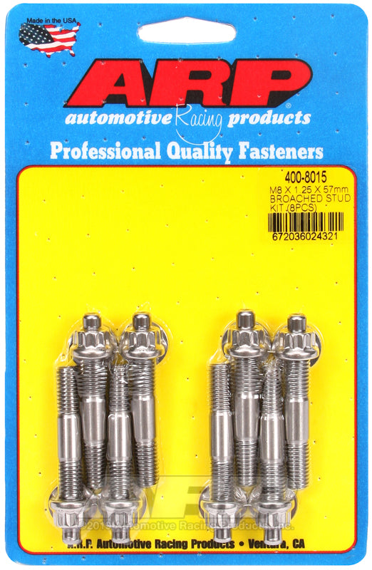 ARP 400-8015 M8 X 1.25 X 57mm Broached Stud Kit - 8Pcs
