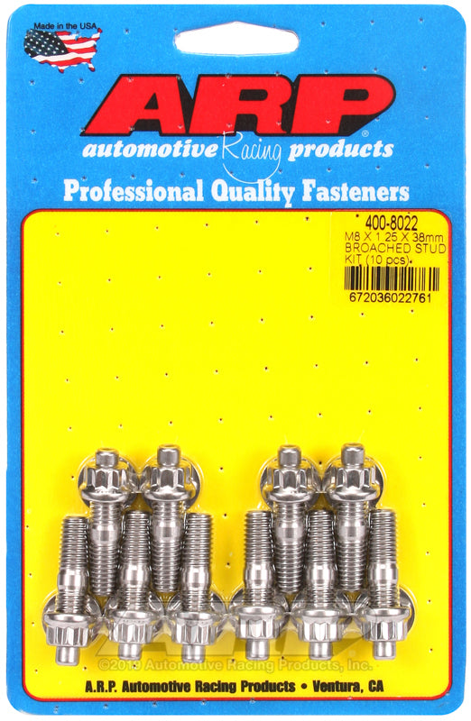 ARP 400-8022 M8 X 1.25 X 38mm Broached Stud Kit - 10Pcs