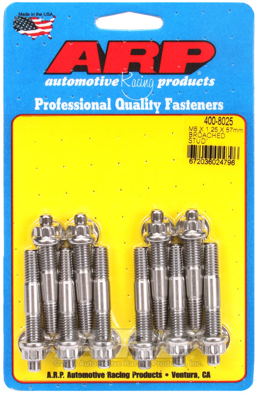 ARP 400-8025 M8 X 1.25 X 57mm Broached Stud Kit - 10Pcs