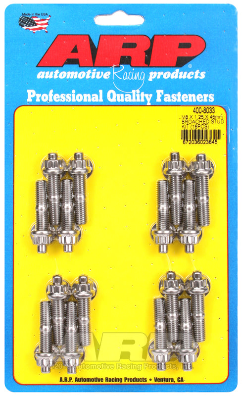 ARP 400-8033 M8 X 1.25 X 45mm Broached Stud Kit - 16Pcs