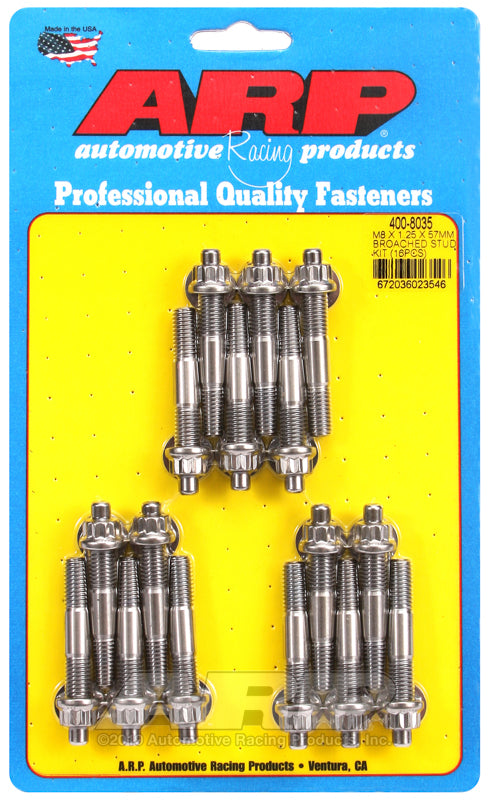 ARP 400-8035 M8 X 1.25 X 57mm Broached Stud Kit - 16Pcs