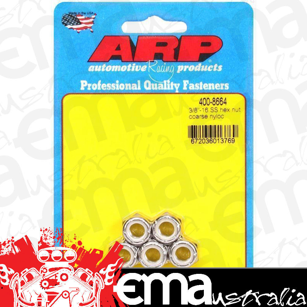 ARP 400-8664 3/8-16 SS Coarse Nyloc Hex Nut Kit
