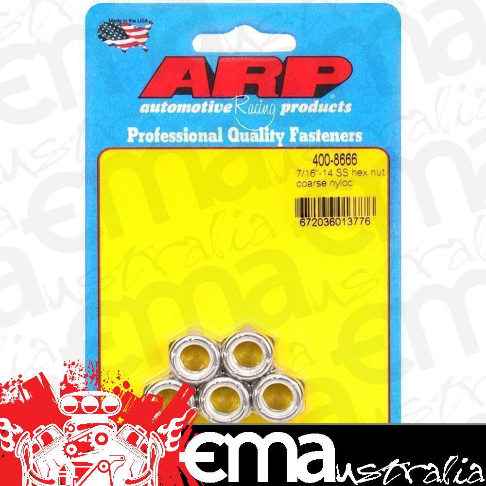 ARP 400-8666 7/16-14 SS Coarse Nyloc Hex Nut Kit
