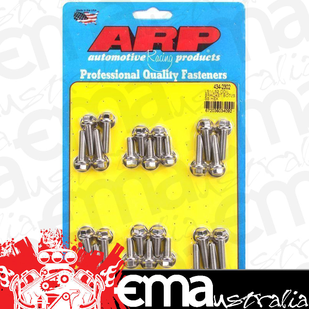 Holden/Chev Small Block Gen III/IV 4.8L/294, 5.3L/323, 5.3L/325, 5.7L/350, 6.0L/364, 6.2L/376 434-2302 LS1 LS2 SS Hex Coil Bracket Bolt Kit ARP Fasteners ARP434-2302