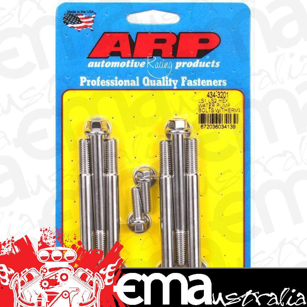 Chev Gen III/IV LS1 & LS2 5.3L, 5.7L, 6.0L 434-3201 SS Hex Water Pump Bolts w/ Thermostat Housing Bolts Kit ARP Fasteners ARP434-3201