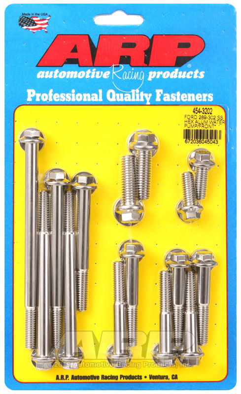 ARP 454-3202 Ford 289-302 SS Hex Aluminum Water Pump And Front Cover Bolt Kit