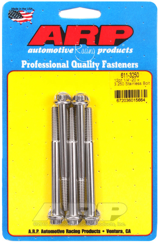 ARP 611-3250 1/4-20 X 3.250 12PT SS Bolts