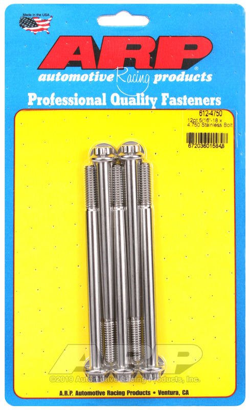 ARP 612-4750 5/16-18 X 4.750 12PT SS Bolts