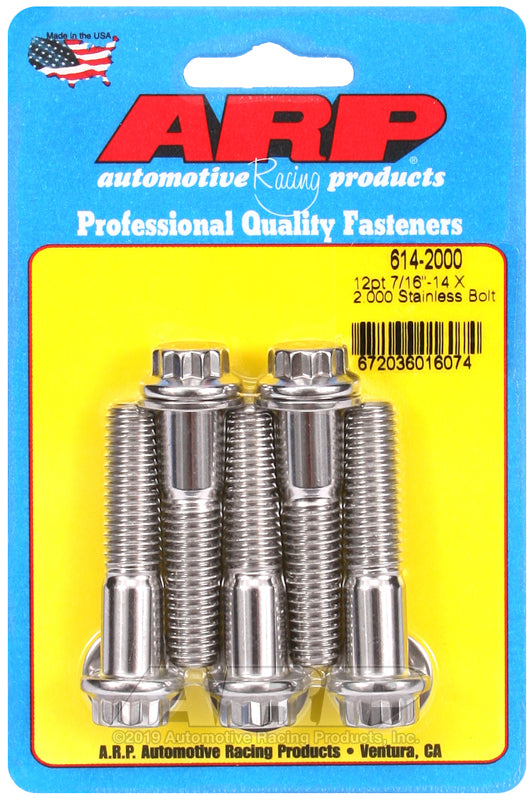 ARP 614-2000 7/16-14 X 2.000 12PT 1/2 Wrenching SS Bolts