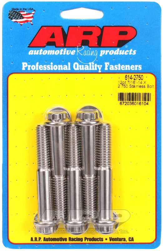 ARP Fasteners ARP614-2750 614-2750 7/16-14 X 2.750 12PT 1/2 Wrenching SS Bolts
