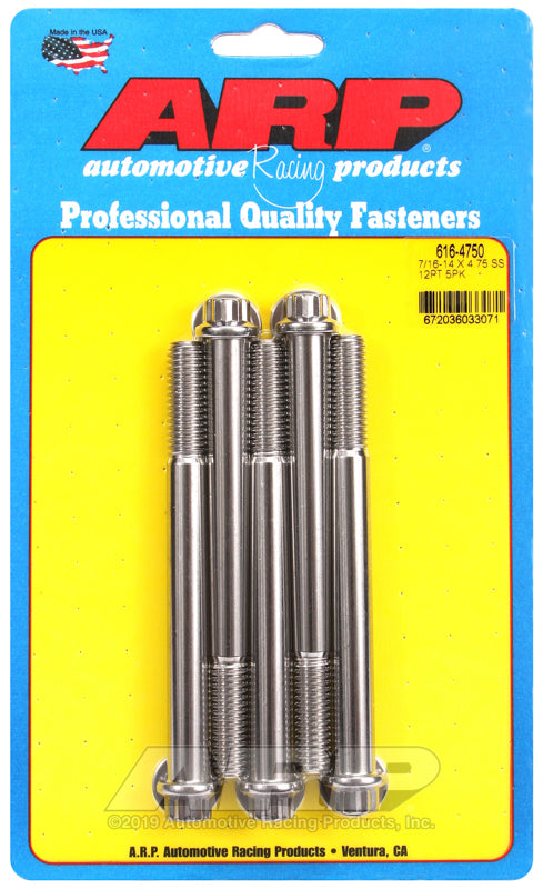 ARP 616-4750 7/16-14 X 4.750 12PT SS Bolts