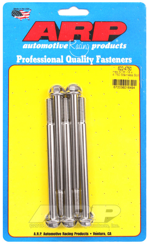 ARP 622-4750 5/16-18 X 4.750 Hex SS Bolts