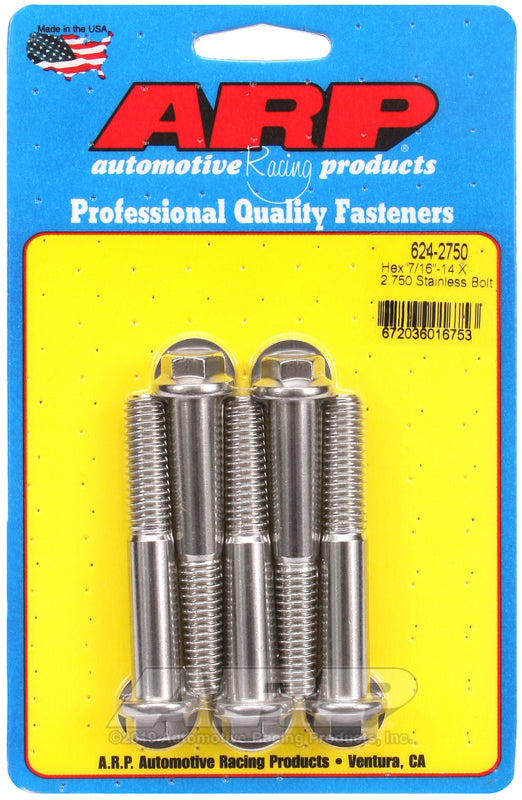 ARP 624-2750 7/16-14 X 2.750 Hex 1/2 Wrenching SS Bolts