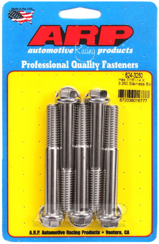 ARP 624-3250 7/16-14 X 3.250 Hex 1/2 Wrenching SS Bolts