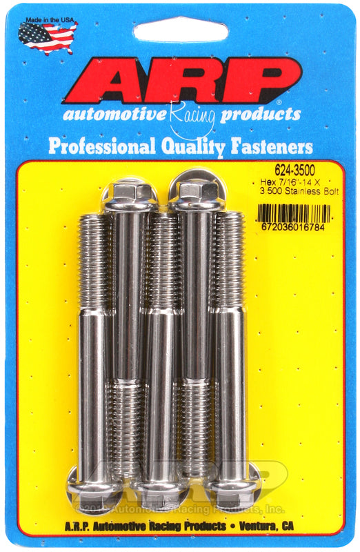 ARP 624-3500 7/16-14 X 3.500 Hex 1/2 Wrenching SS Bolts