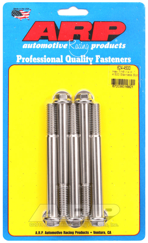 ARP 624-4500 7/16-14 X 4.500 Hex 1/2 Wrenching SS Bolts