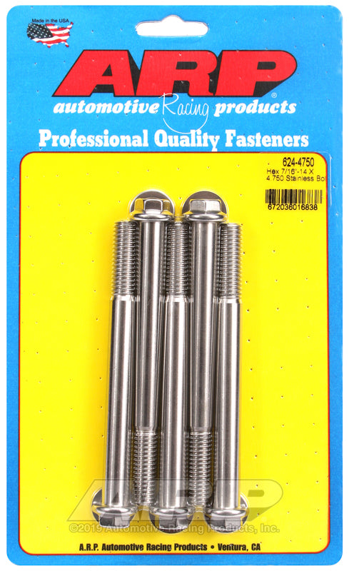 ARP 624-4750 7/16-14 X 4.750 Hex 1/2 Wrenching SS Bolts