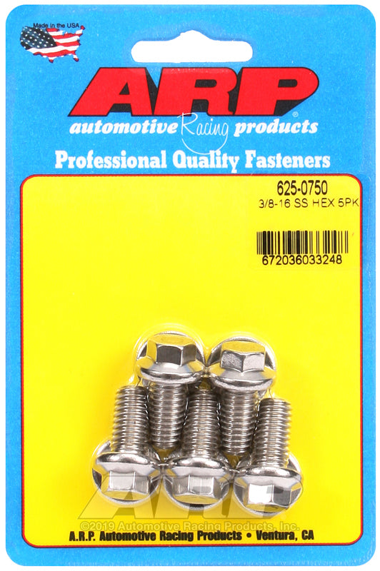 ARP 625-0750 3/8-16 X 0.750 Hex 7/16 Wrenching SS Bolts