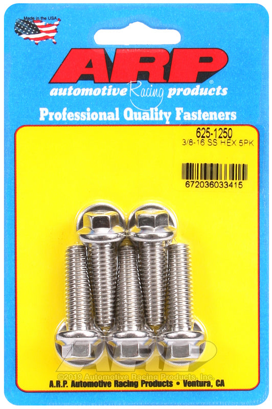 ARP 625-1250 3/8-16 X 1.250 Hex 7/16 Wrenching SS Bolts