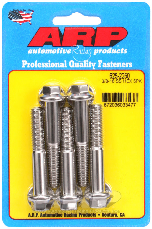 ARP 625-2250 3/8-16 X 2.250 Hex 7/16 Wrenching SS Bolts