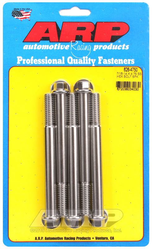 ARP 626-4750 7/16-14 X 4.750 Hex SS Bolts